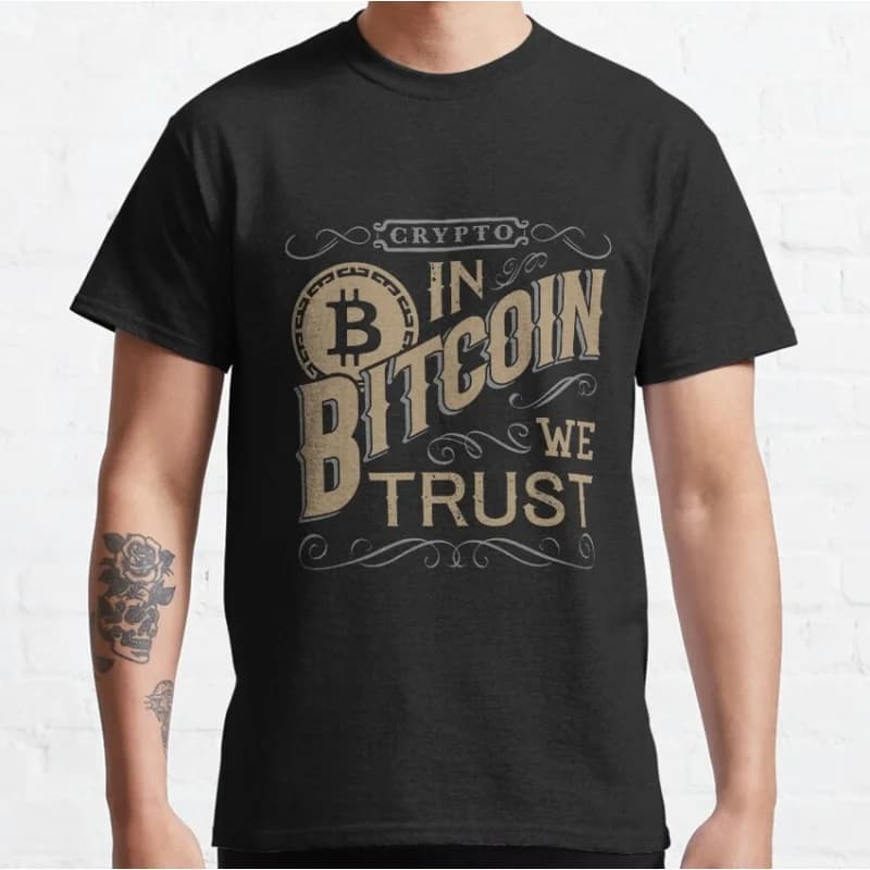 In Bitcoin We Trust Gift t shirt for Crypto Traders BTC Fan Bitcoin Symbol tee 100% cotton printed Graphic clothes All size tops