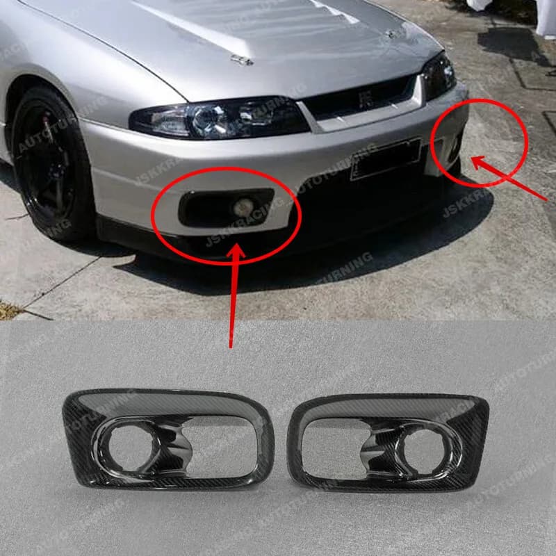 For Nissan Skyline GTR R33 Carbon Fiber Front Bumper Vent Air Duct Intake Cover