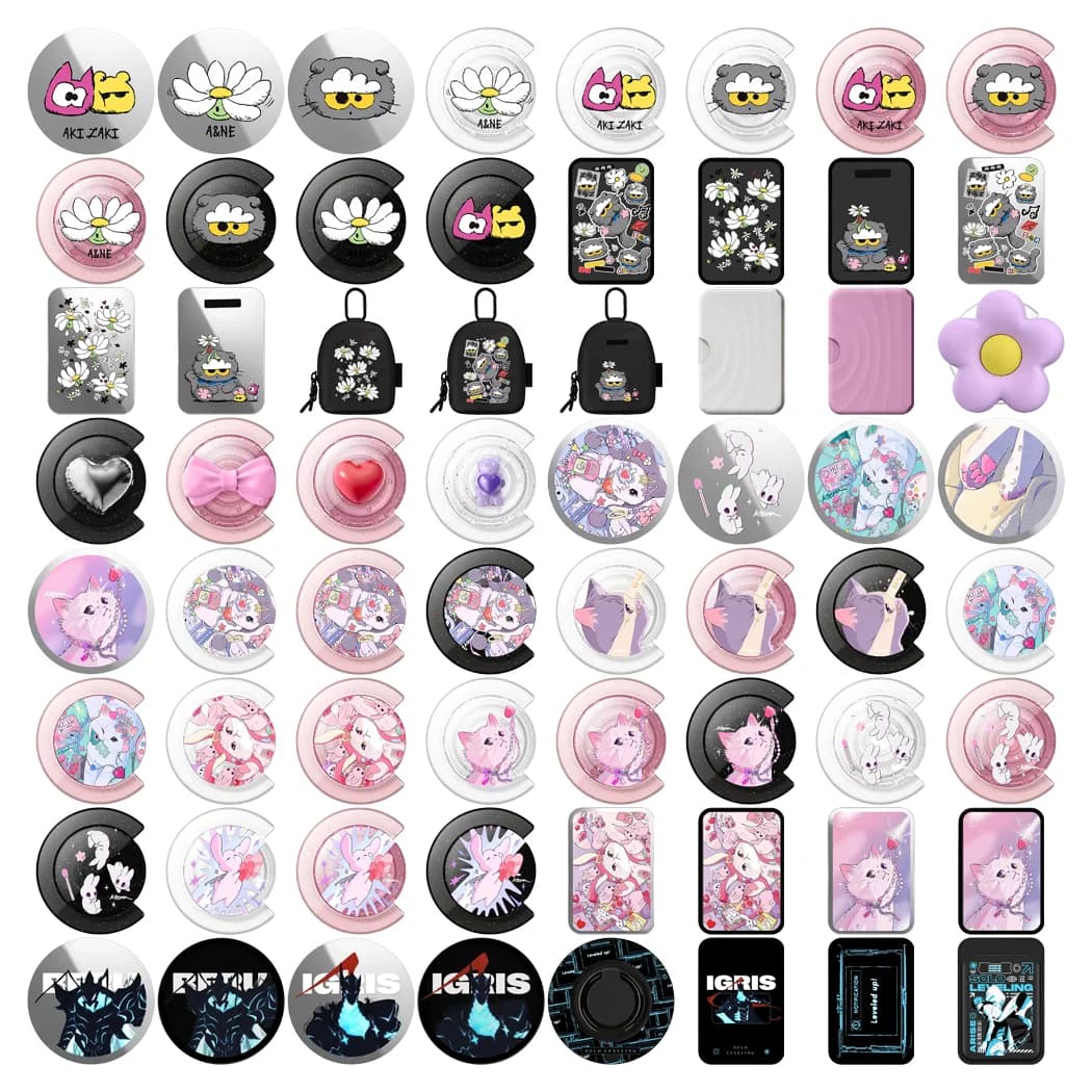 Flower Rabbit Anime Cartoon Phone Grip Card Holder Magnetic Folding Phone Stand for IPhone Holder Mount Support for Galaxy