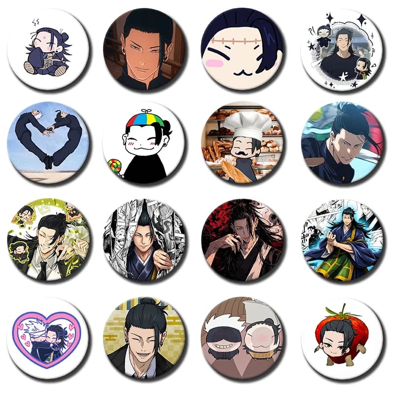 58mm 1PC Funny Anime Characters Geto Suguru Tinplate Brooch Figure Icon Badge Handmade Brooches for Backpack Clothes Decoration