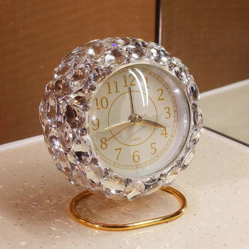 Light Luxury Diamond Alarm Clock Wake-up Artifact High-end Sense Diamond-encrusted Desktop Clock Home Bedroom Desktop Decoration