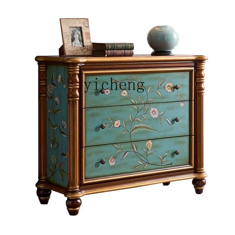 ZTQH solid wood American porch cabinet storage and sorting storage cabinet painted bedroom clothes storage cabinet complete