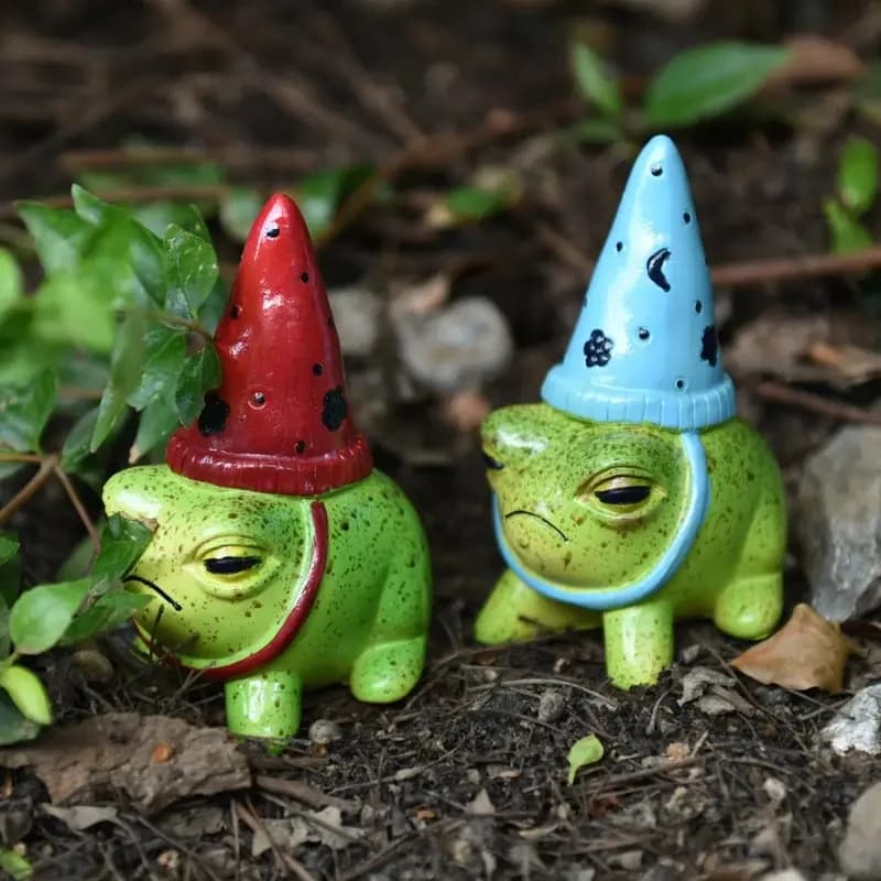 Creative Party Hat Cute Little Frog Statue Garden Courtyard Crafts Decoration Give Halloween Gift to Friends
