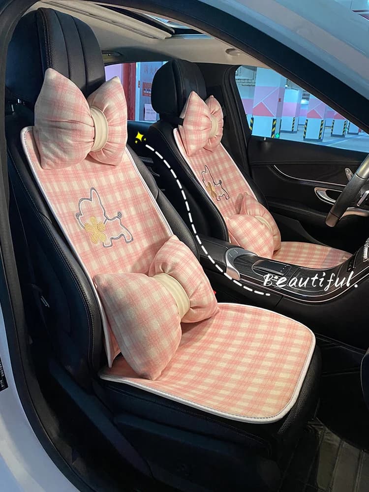 New Arrival Creaitve Lattice  Cotton Flax Four Seasons Universal Five-seat Car Seat Cushion Car Interior Decorations