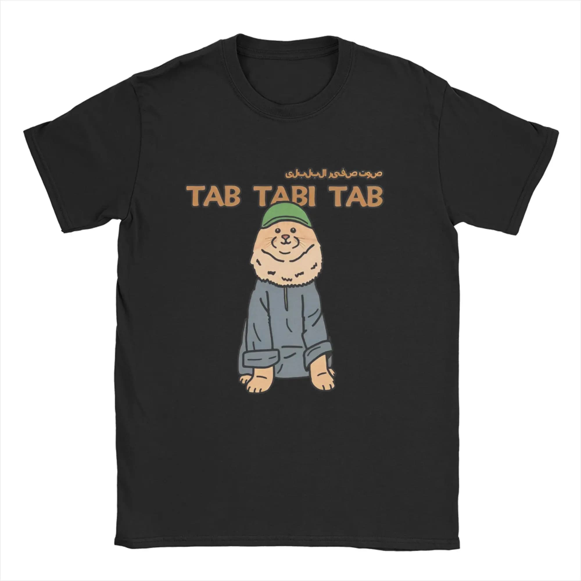 Creative Tab Tabi Tabibi Funny Halal Cat Meme T-Shirt Men O Neck Pure Cotton T Shirts Cute Short Sleeve Tees Birthday Gift Tops