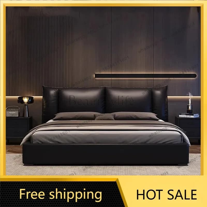 FG Large Comforter Adult Bed Frames Luxury Platform Headboards Bedroom Double Bed King Size Bedframe Lit 2 Personnes Furniture H