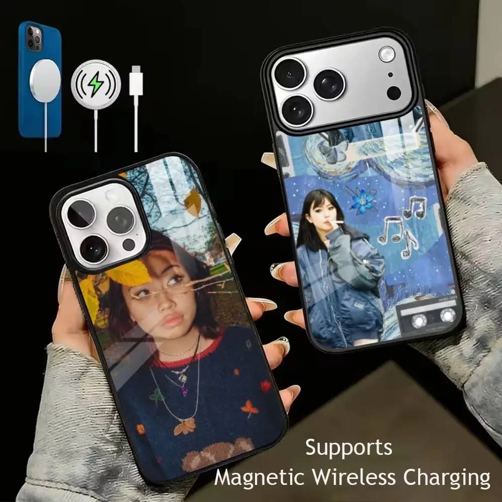 beabadoobee Beatopia  Luxury Glass Phone Case For iPhone17,16,15,14,13,12,11 Plus,Pro Allows magnetic wireless charging