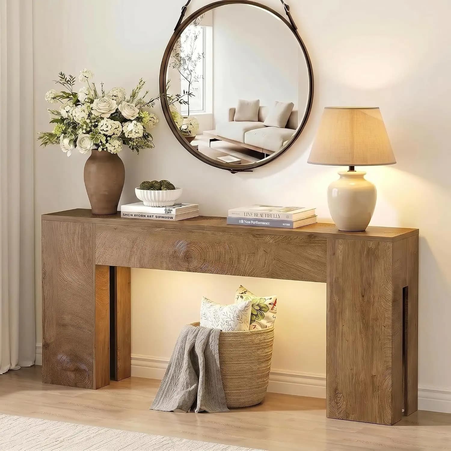 63 Inch Farmhouse Long Console Table for Entryway, Customized