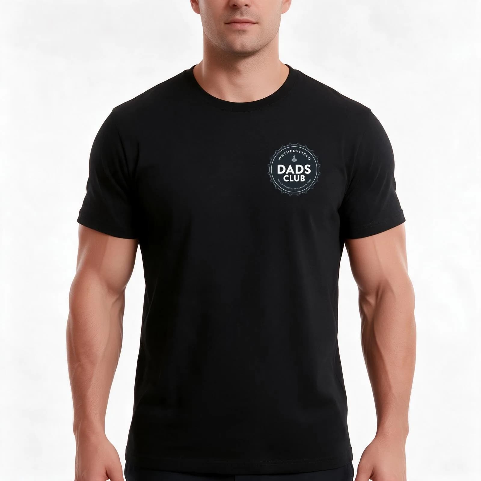 Smaller Dark Blue Logo on Left Chest T-Shirt, Summer Casual Cotton Tee, Oversized Streetwear Tops, Vintage Graphic Print
