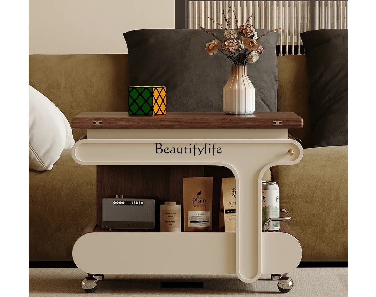 FG10*French retro side table movable lifting multifunctional folding cart coffee table