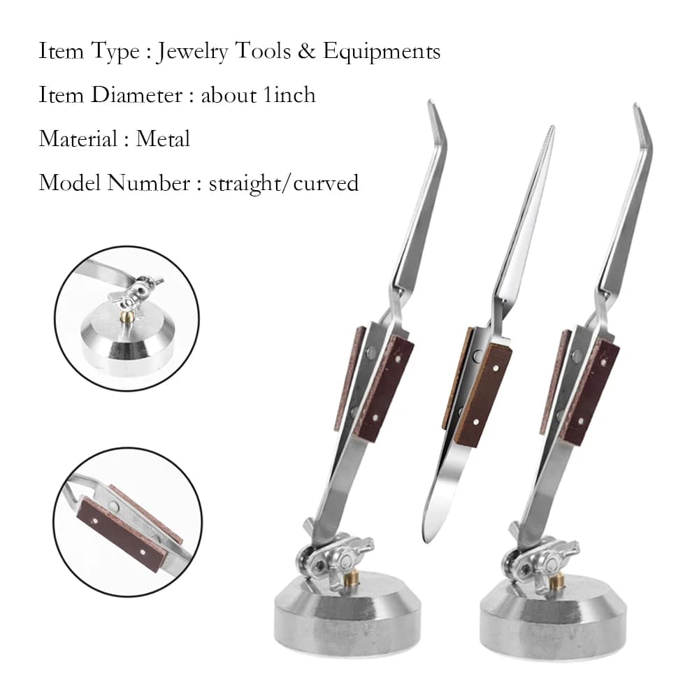 Cross Locking Lock Tweezer Self Closing Jewelry Soldering Craft Repair Tool Insulated Tweezer Straight Elbow Tip