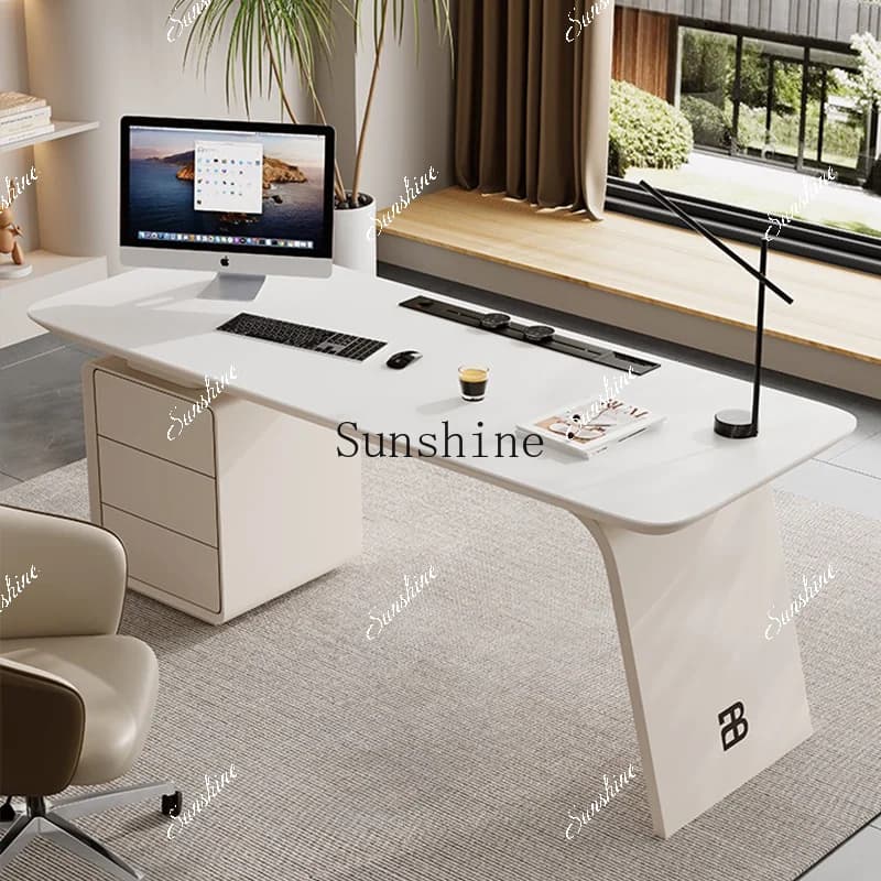 Italian light luxury cream wind slate desk modern study computer desk FT