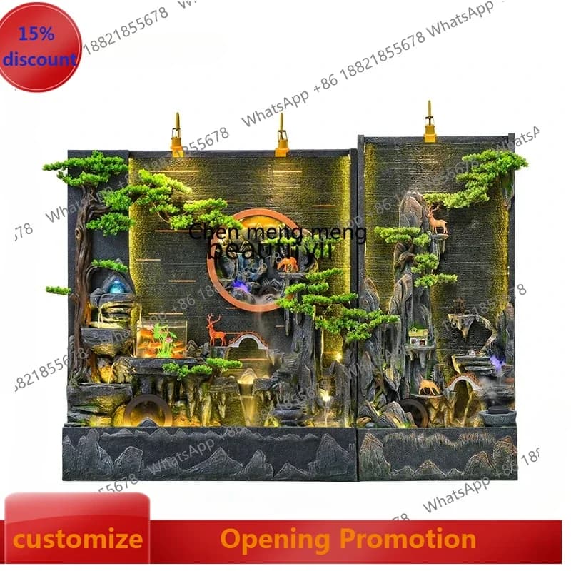 ss7486 Courtyard Water Curtain Wall Water Screen Hallway Floor Ornaments Company Hotel Lucky Fish Tank Landscape decoration