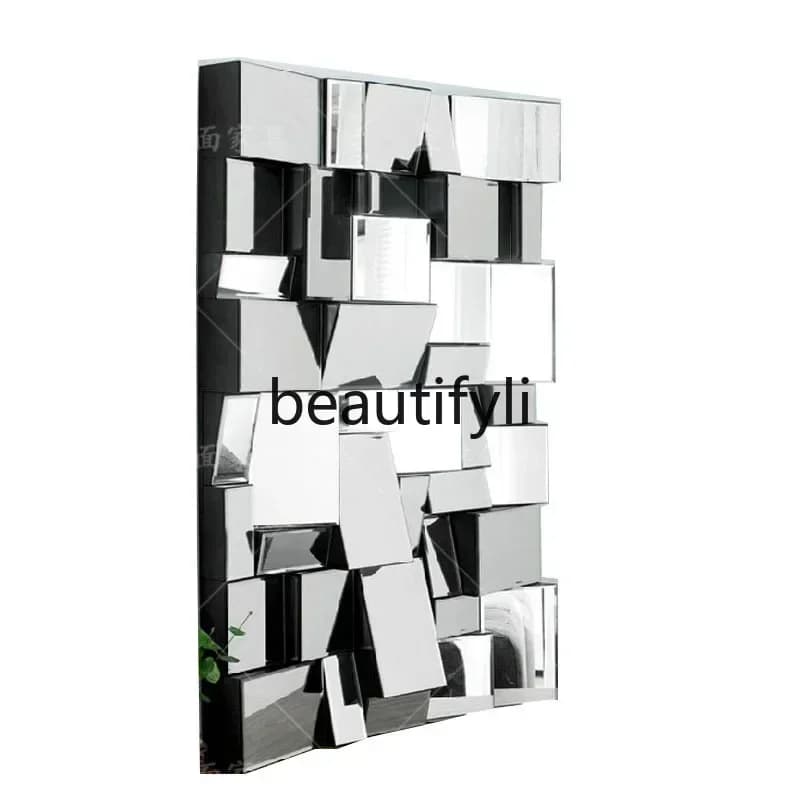 Three-dimensional glass mirror art hanging mirror wall decoration entrance bathroom mirror post-modern