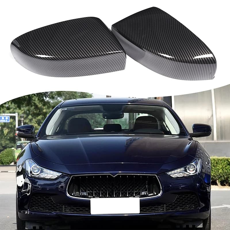 Car Styling Carbon Fiber Glossy Black Side Door Mirror Cover For Maserati Quattroporte Ghibli 2017-2025 Auto parts