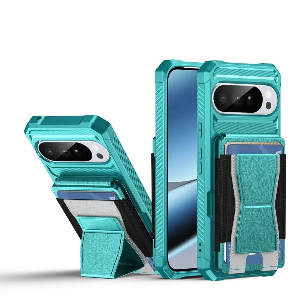 Vertical Flip Card Slots Hard Phone Case for Google Pixel 11 10 9 Pro XL/7 8 Pro/10A 9A 8A 7A with Back Hidden Stand