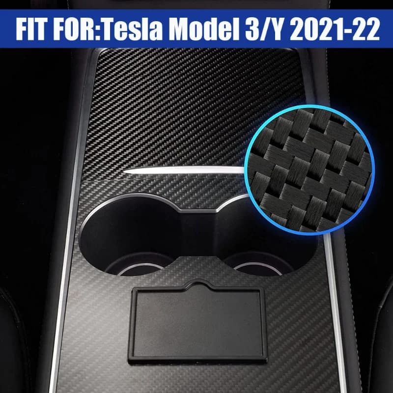 Car Center Console Cover Trim Sticker Carbon Fiber Ultra Thin Anti-scratch Decor Film Accessories for Tesla Model 3/Y 2021-2022