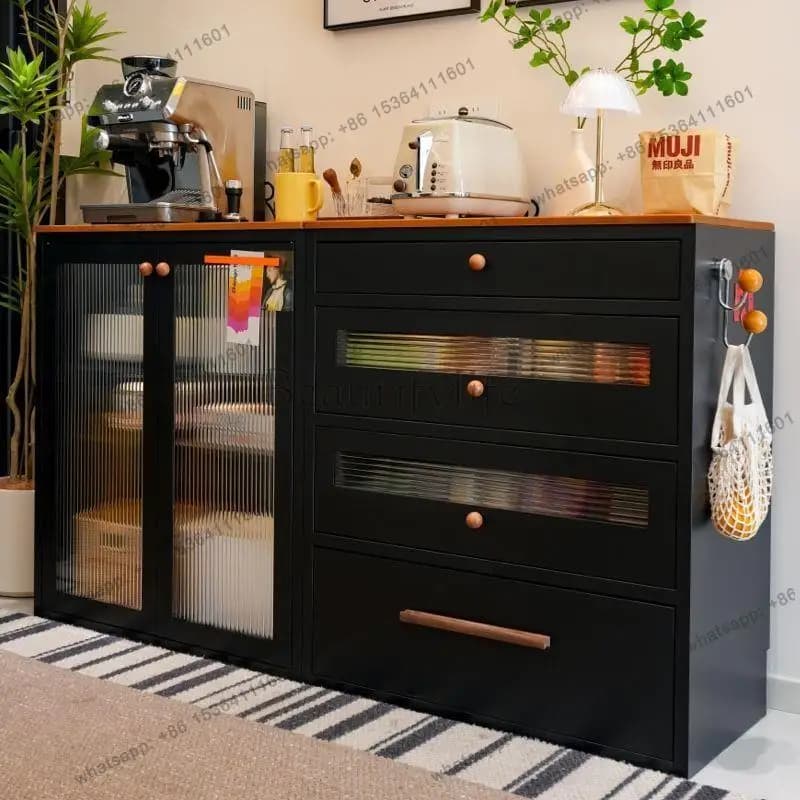 LS antique metal dining side cabinet against the wall living room storage black storage coffee cabinet