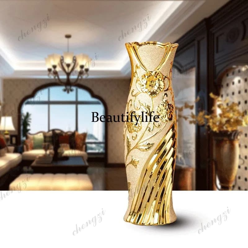 A95 European-style Chinese-style floor-to-ceiling vase Living room large flower arrangement simulation vase ceramic