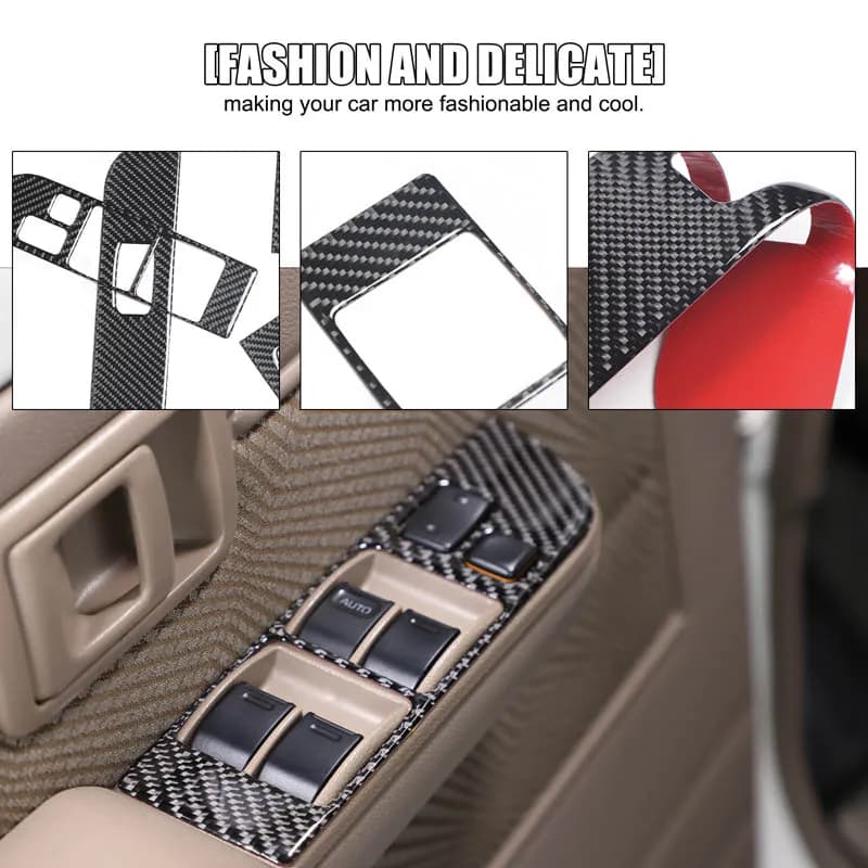 4Pcs Soft Carbon Fiber For Toyota Land Cruiser LC71 LC76 2007-2026+ Car Glass Lift Frame Decoration Sticker Car Accessories