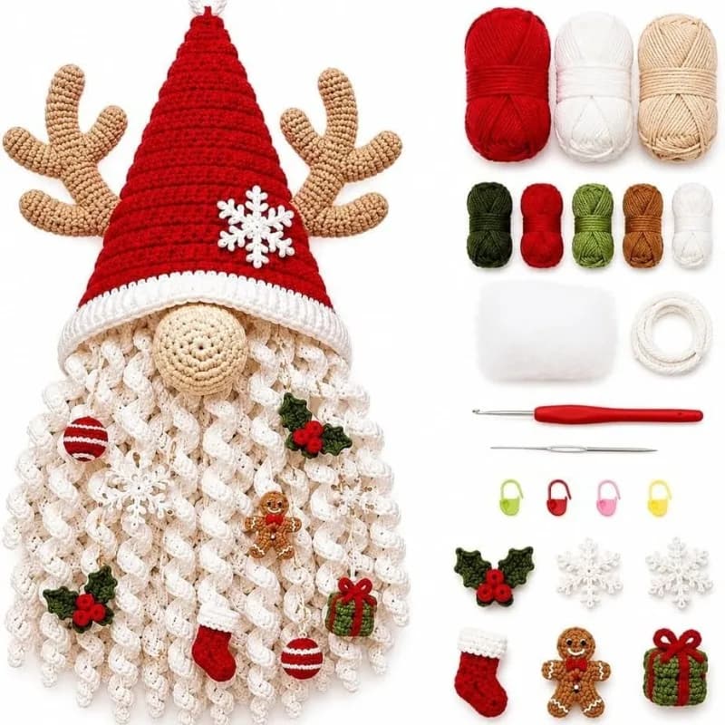 DIY 3D Crochet Door Hanger Kit Hand‑Knitting Craft Set Seasonal Home Wall Hanging Decor