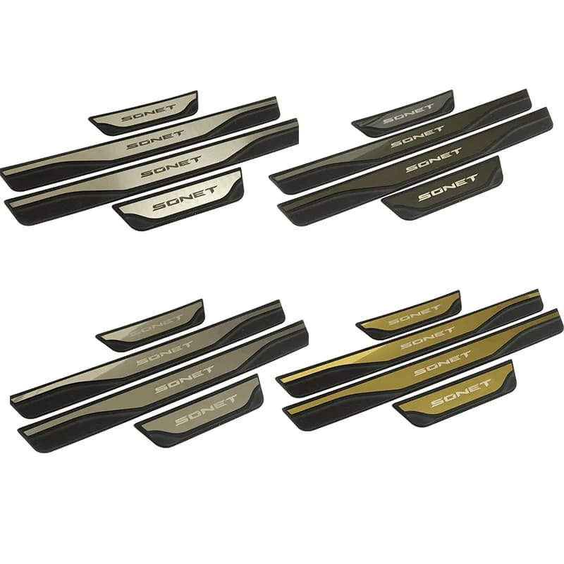 For KIA Sonet 2020 2021 2022-2024 2025 2026 2027 Car Door Sill Plate 3D Stainless Steel Plastic Cover Interiors Stickers Styling