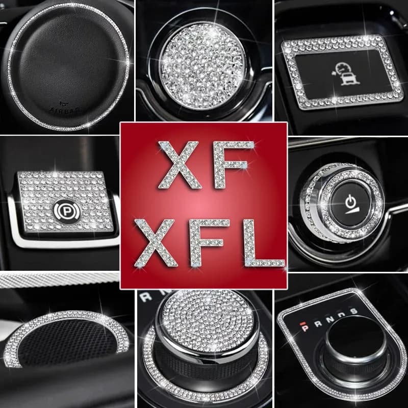 Diamond Decorate For Jaguar 08-21 Years XF 17-23 Years XFL Series Air Conditioner Vent Ring Central Control Knob