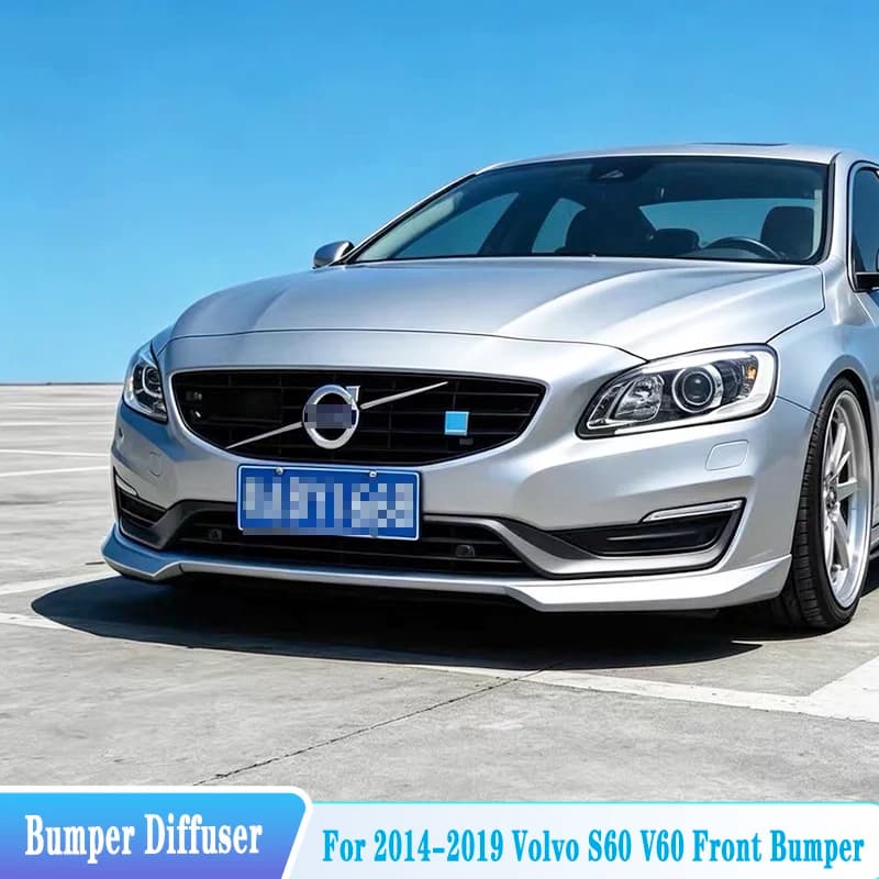 For 2014-2019 Volvo S60 V60 Car Front Bumper Diffuser Splitter Spoiler Flow Baffle Corner Protector Car Exterior Kit Accessories