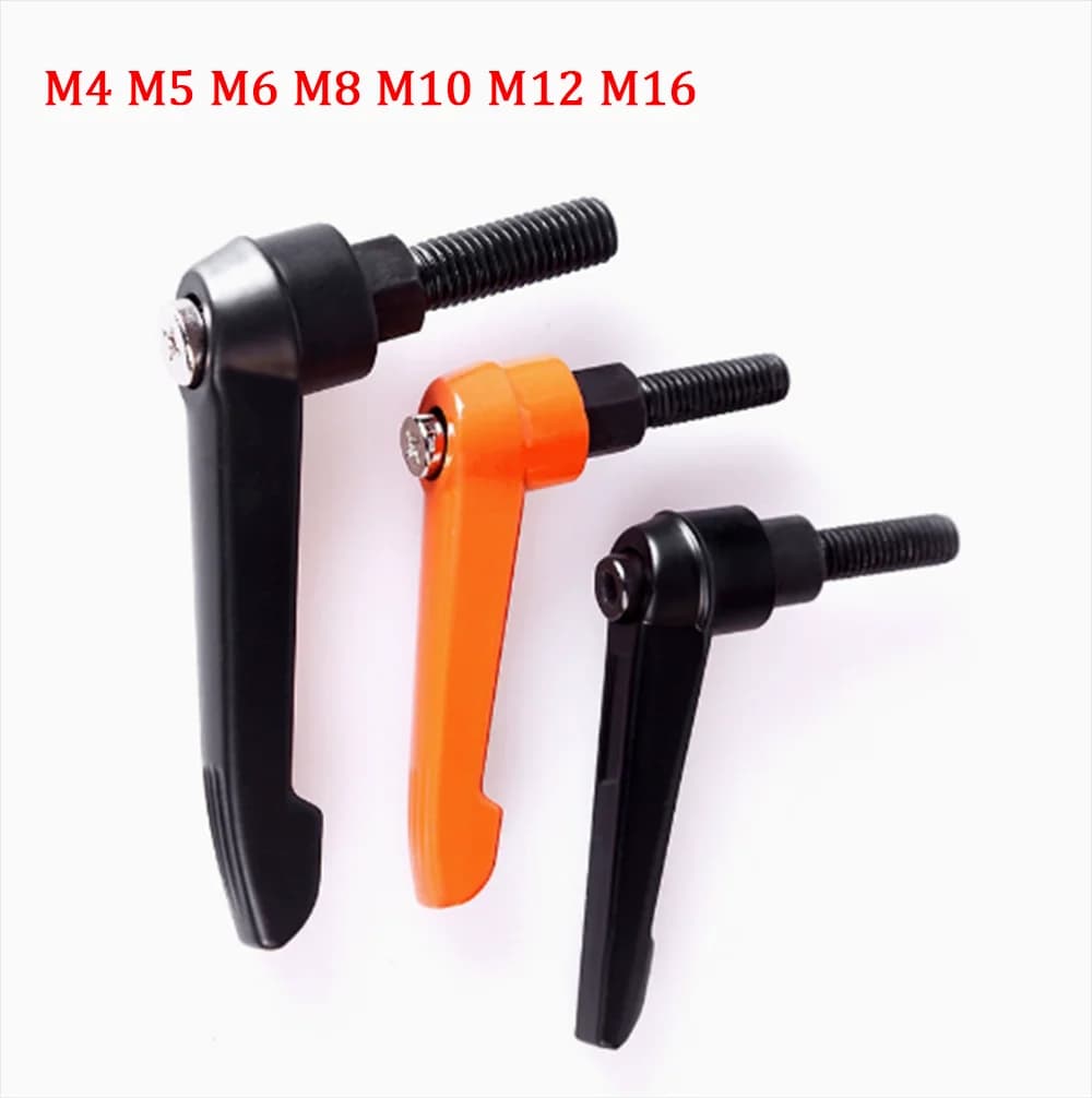 M4 M5 M6-M16 Stainless Steel Thread Black Clamping Lever Adjustable Handle Clamping Screws Bolt Male Thread Knob Machinery Tools