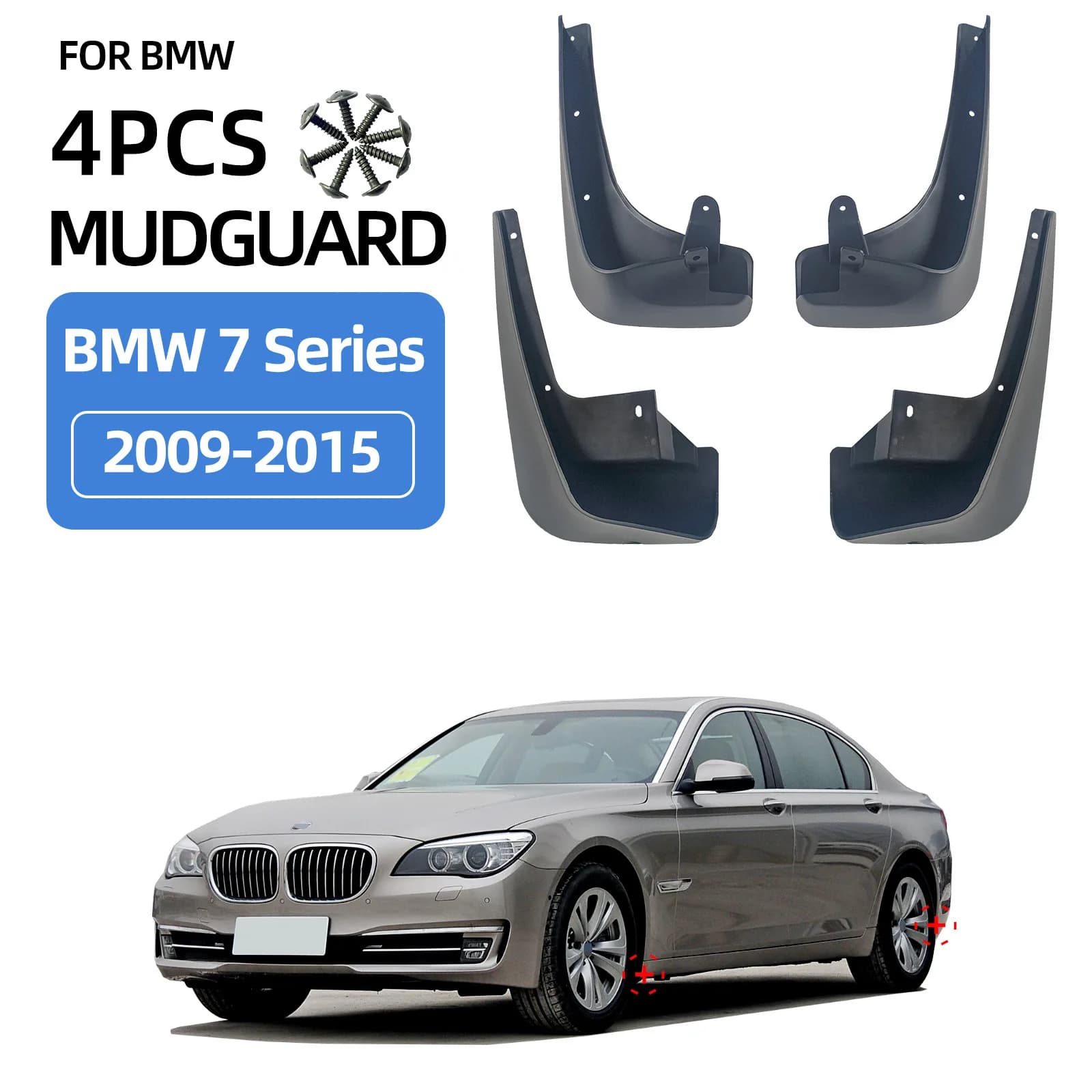 For BMW 7 Series 2009-2015 Mud Flaps Mud Guards Splash Guards Car Fender Mudflaps Wheel Splash Shield Auto Exterior Accessories