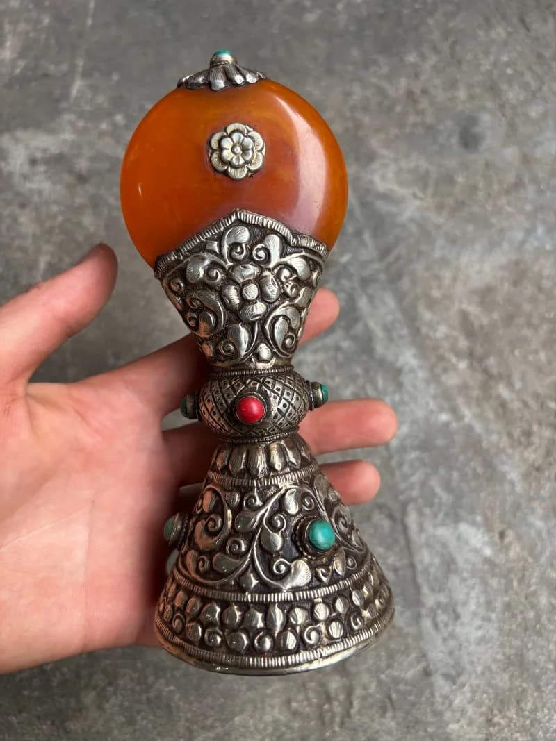 Vintage Tibetan Multifaceted Seal Buddhist Ceremonial Ornament Buddhist Ritual Vessel Desk Decor Home Decoration Accessories