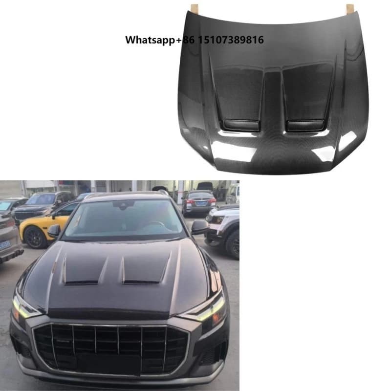 Real Carbon Fiber Q8 Dual Side Carbon Fiber M Style Front Hood for Q8 SQ8 RSQ8 2023-IN Q8 Front Hood