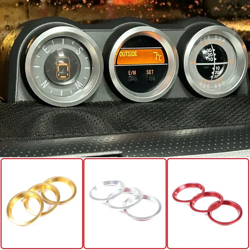 For Toyota FJ Cruiser 2007-21 Aluminum Alloy Compass Inner Ring Decorative Frame Triptych Combination Decorative Cover Dashboard
