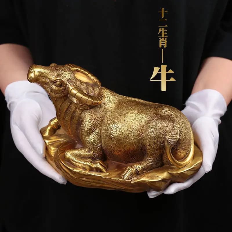 Ox Crafts and Ornaments, Copper Ox Figurines for Prosperity