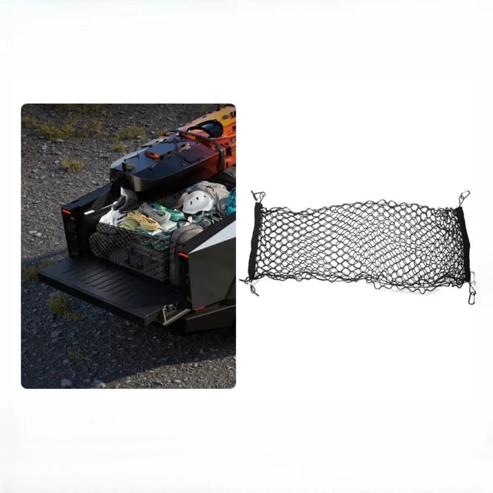 For Tesla Cybertruck 2024-2026 Trunk Cargo Mesh Net Pickup Bed with Strong Metal Hook Cargo Net Storage Organizer