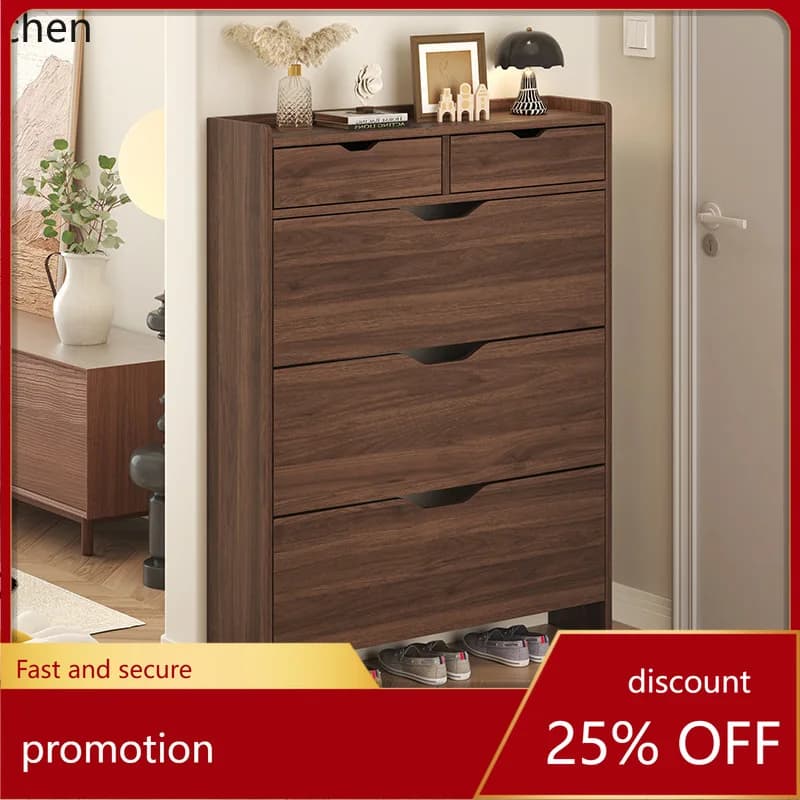 ZML Household Flip-Type Simple Wall-Mounted Large Capacity Storage Cabinet Entryway Cabinet Narrow Shoe Rack