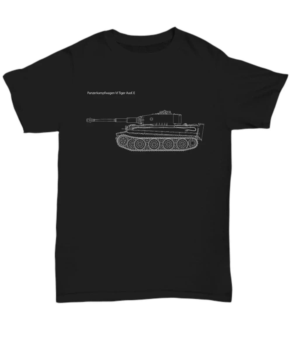 Tiger Tank Blueprint Army  T-shirt - Men's 100% Cotton Casual T-shirts Loose Top New