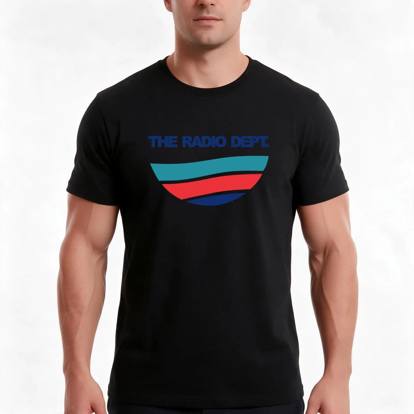 The Radio Dept Waves T-Shirt, Summer Casual Cotton Tee, Oversized Streetwear Tops, Vintage Graphic Print, Loose Fit Short Sleeve