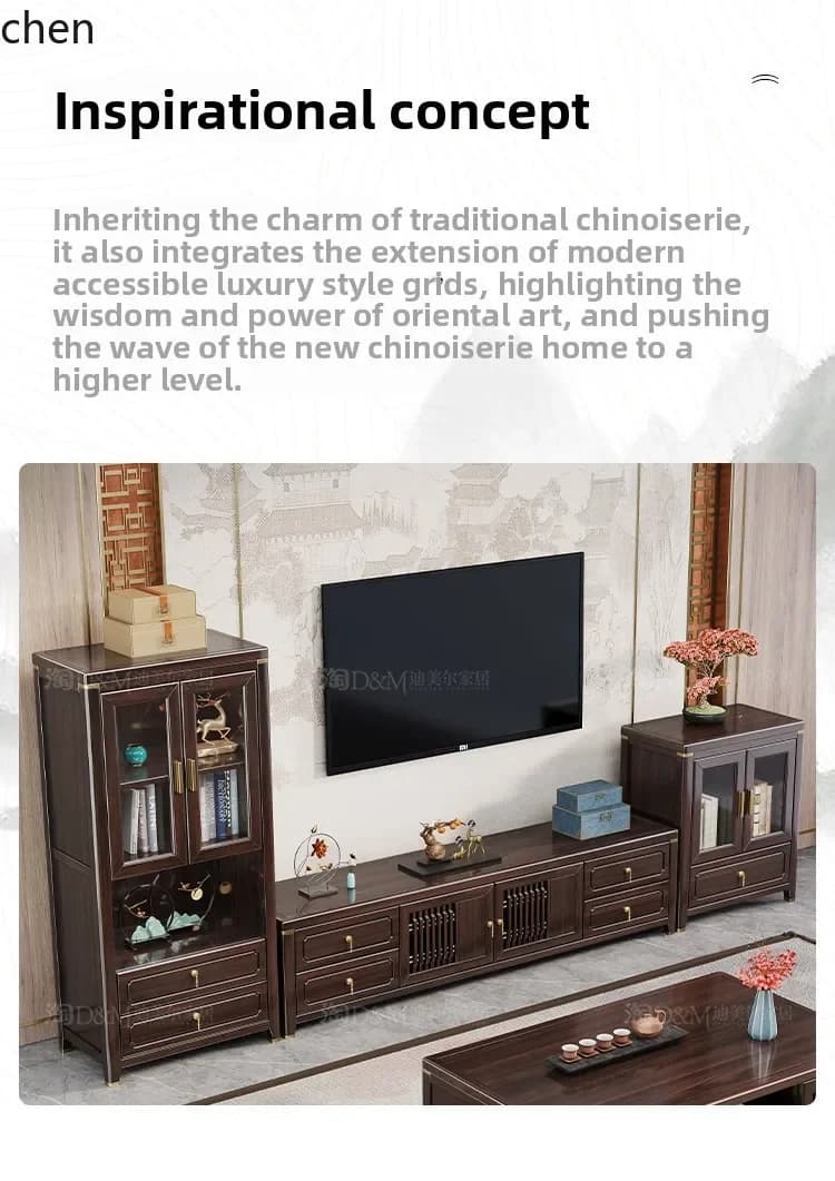 DSAsolid wood coffee table TV cabinet purple gold sandalwood living room small apartment high and low sofa side cabinet