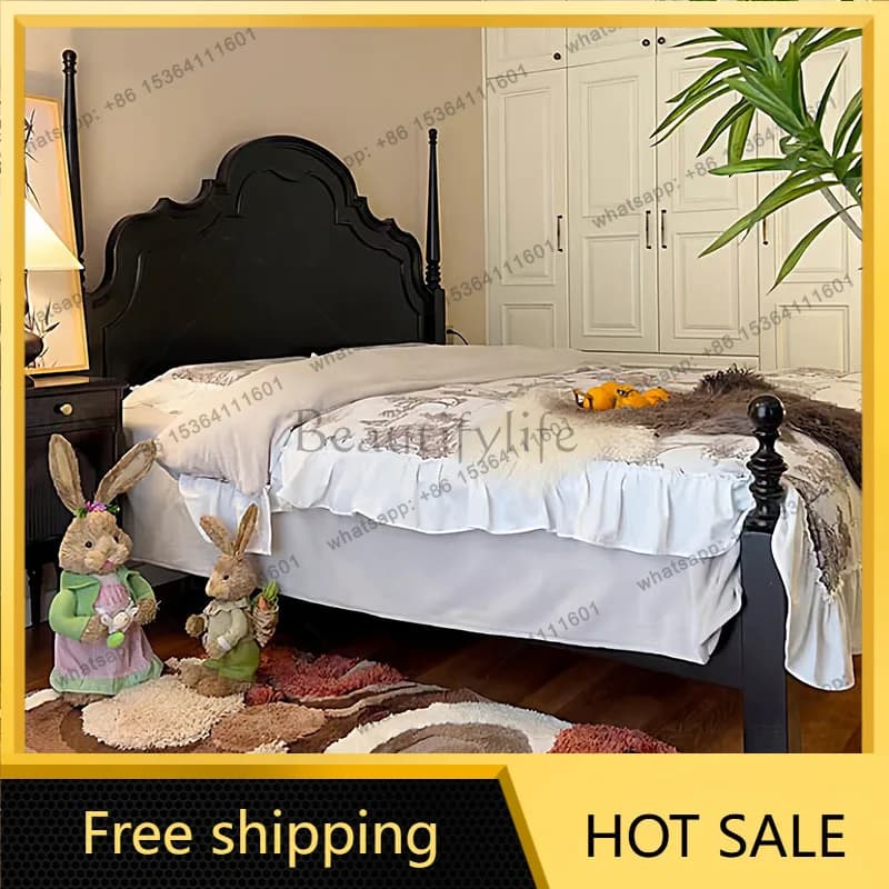 XX.Wooden European Bed Simple Beauty Loft Queen Double Bedroom Floor Bed Sleeping Girls Letto Matrimoniale Lounge Suite Furnitur