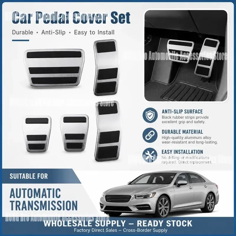 For Ford Fiesta Stainless Steel Accelerator Pedal Cover Non Slip Interior Auto Manual Transmission Foot Rest Pad Accessories