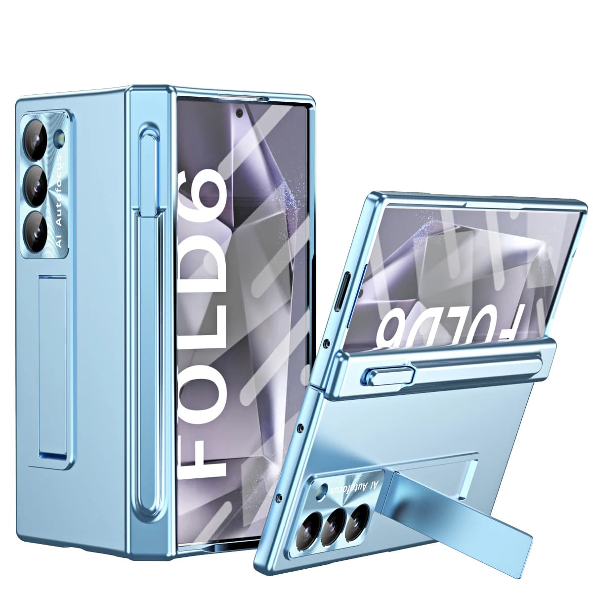 For Samsung Z Fold 7 6 5 4 Case Magnetic Hinge Pen Slot Integrated Kickstand Free S Pen Tempered Glass Film Shockproof Cover