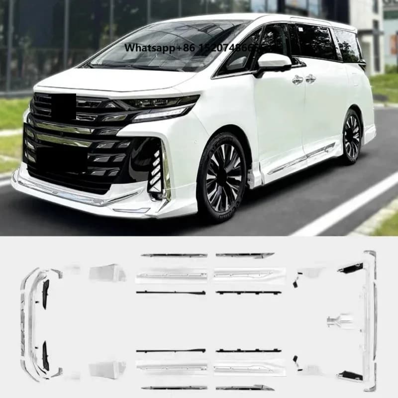White Body Kit for Alphard 40 Series 2024 Modified Front Shovel Side Skirts Rear Lip ABS Material