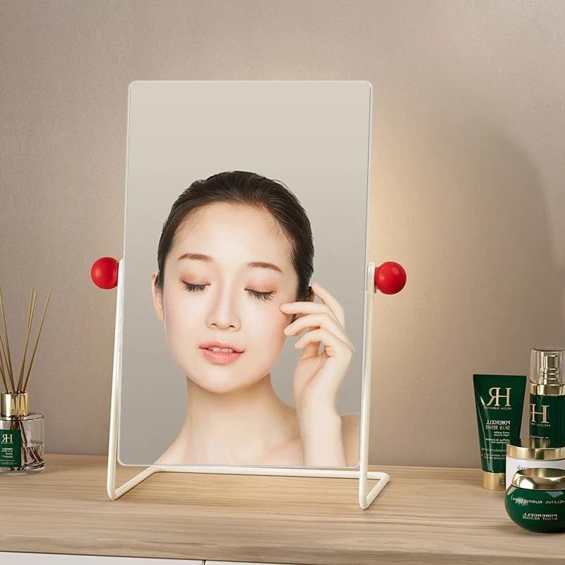 Modern Minimalist Stainless Steel Oval Makeup Mirror Light Luxury Korean Desktop Iron Metal Style Decorative Mirrors