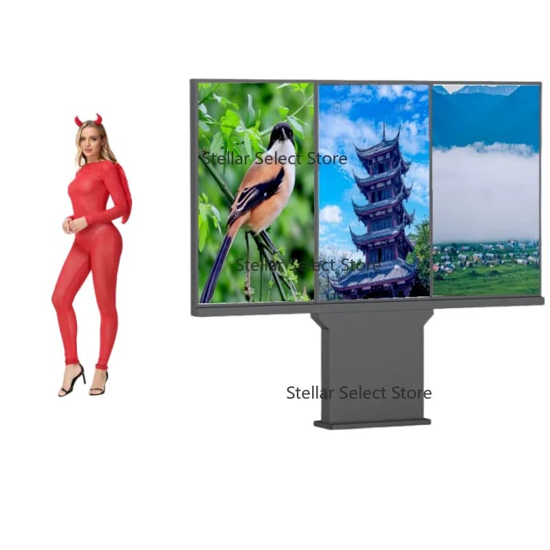 43inch Outdoor LCD Video Wall 1x3 Matrix FreeStand Digital Signage Solution OEM ODM IP66 Fanless Waterproof for Advertising