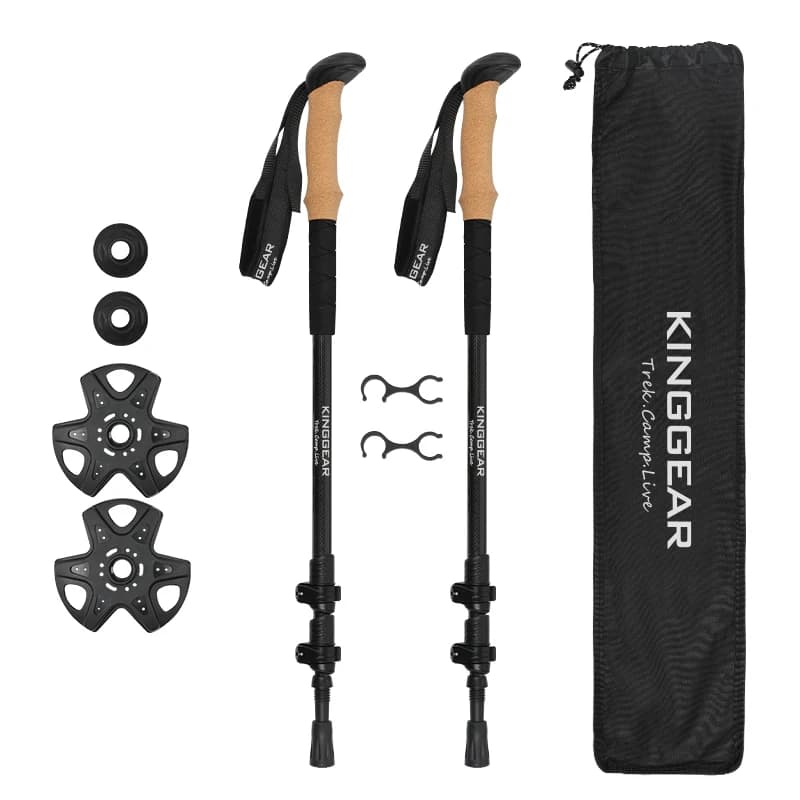 carbon fiber and aluminum walking poles snake head handle telescopic