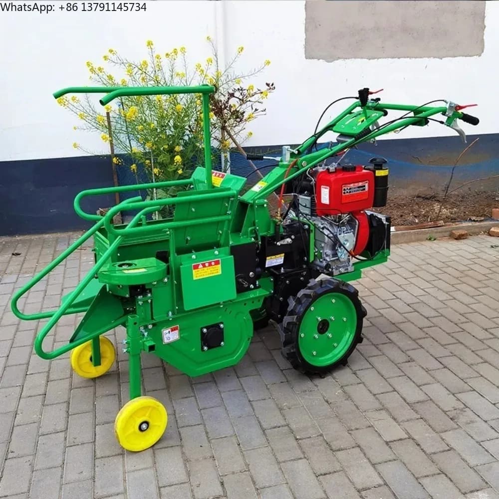 Small Agricultural Diesel Corn Harvester,Mini Hand Push Self-Propelled Corn Harvester,Single-Row Fully Automatic Corn Harvester