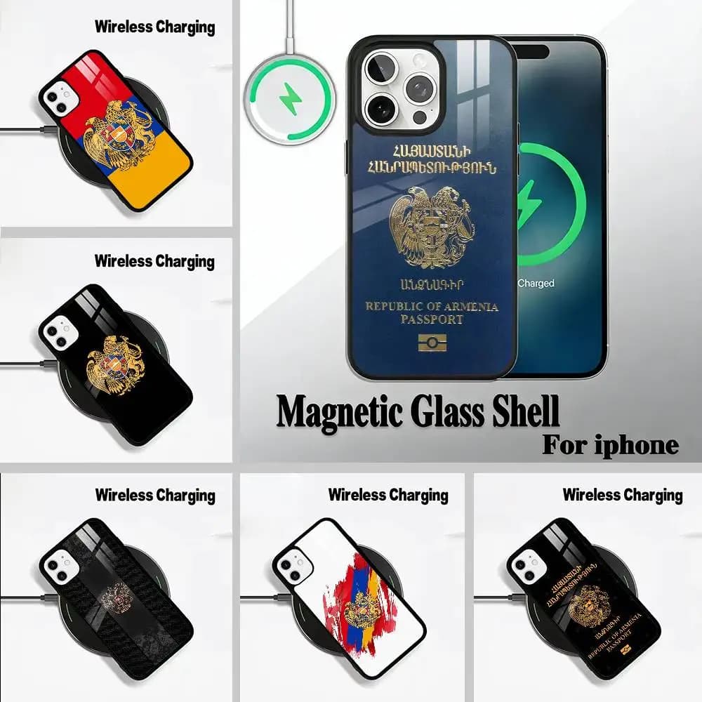 A-Armenia Flag Passport ART Wireless charging phone case compatible with iPhone 17/16/15/14/13/12/11