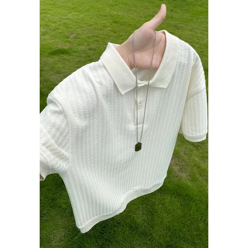 2026 Summer Men's Fashion Casual Oversized Crewneck Short-Sleeve Polo Shirt