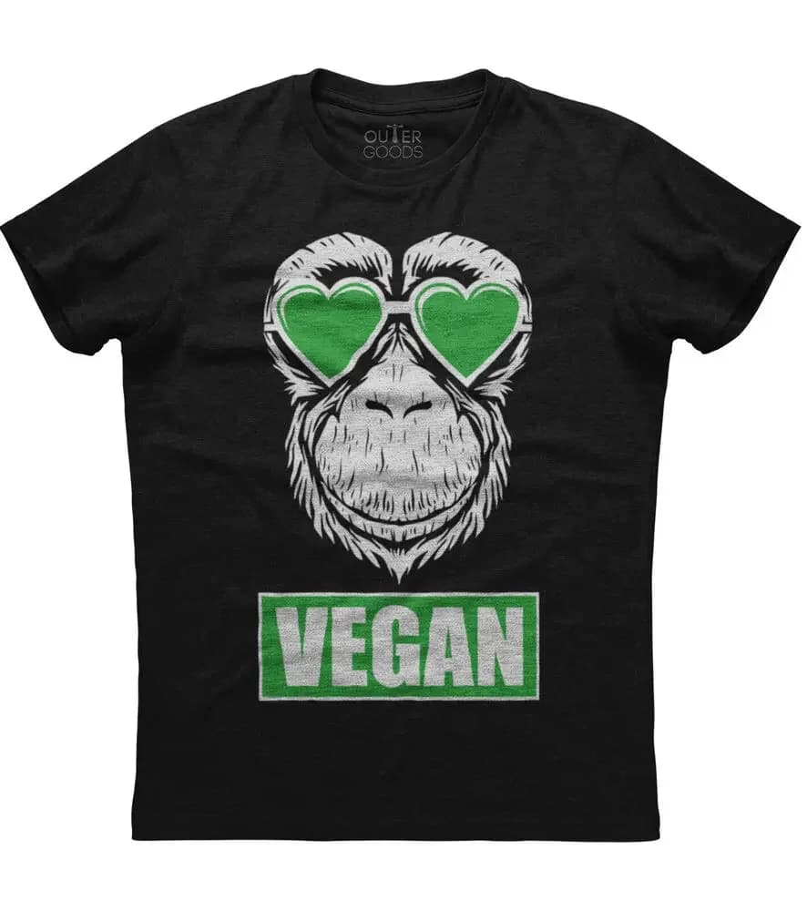 Vegan Funny Monkey Face Printed T-Shirt 100% Cotton O-Neck Summer Short Sleeve Casual Mens T-shirt Size S-3XL